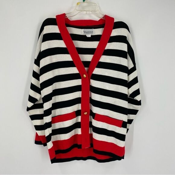 Valbona Women’s V Neck Striped Button Front Cardigan size XL - Picture 1 of 5